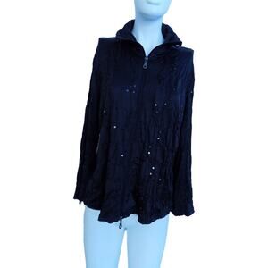 Berek black knit top stretch sequins size Large